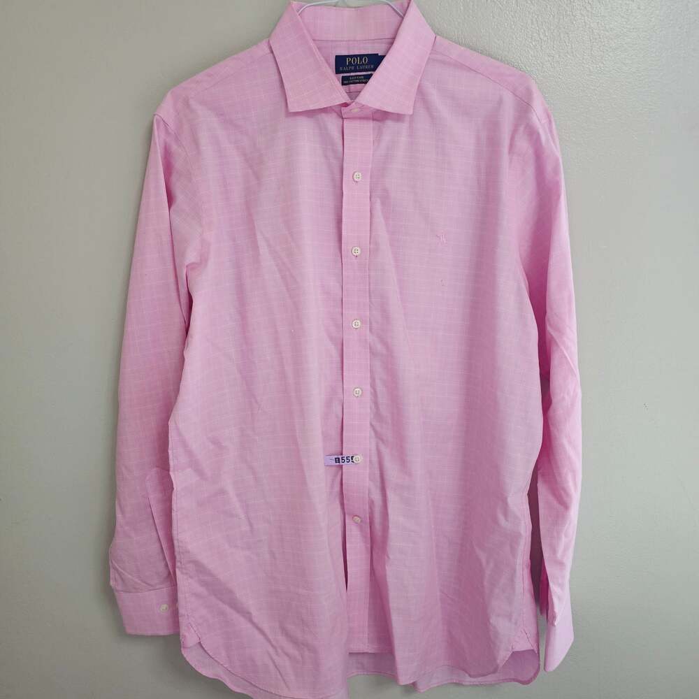 Polo Ralph Lauren Easy Care Cotton Stretch Pink Dress Shirt Men's 17 34/35
